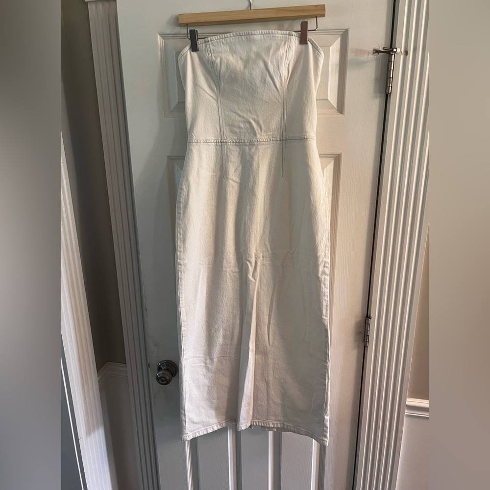 Abercrombie & Fitch Denim White Strapless Dress